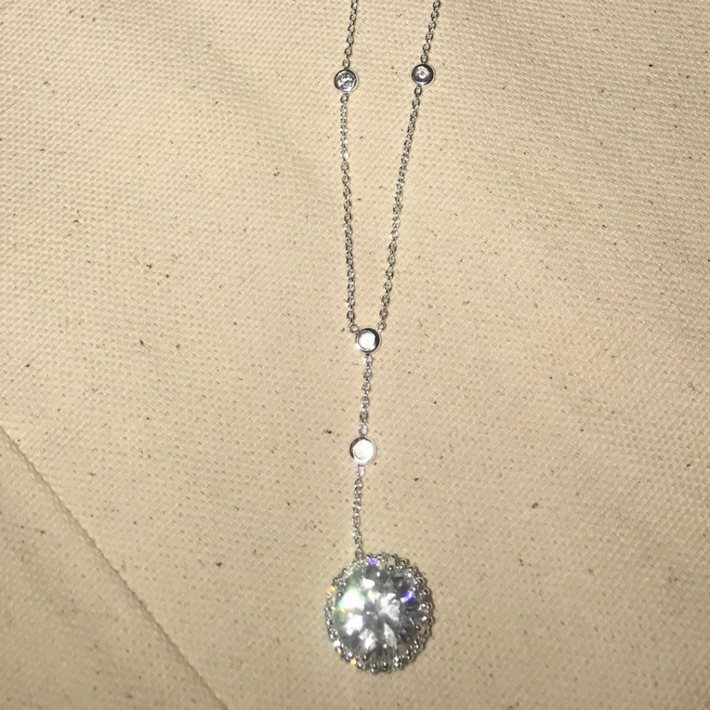 BEAUTIFUL SPARKLING Sterling Y necklace with CZs